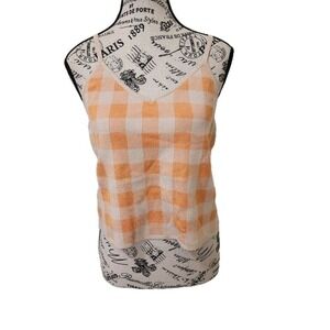 Vero Moda Aware Orange Gingham Knit Camisole Tank Top Women Size L